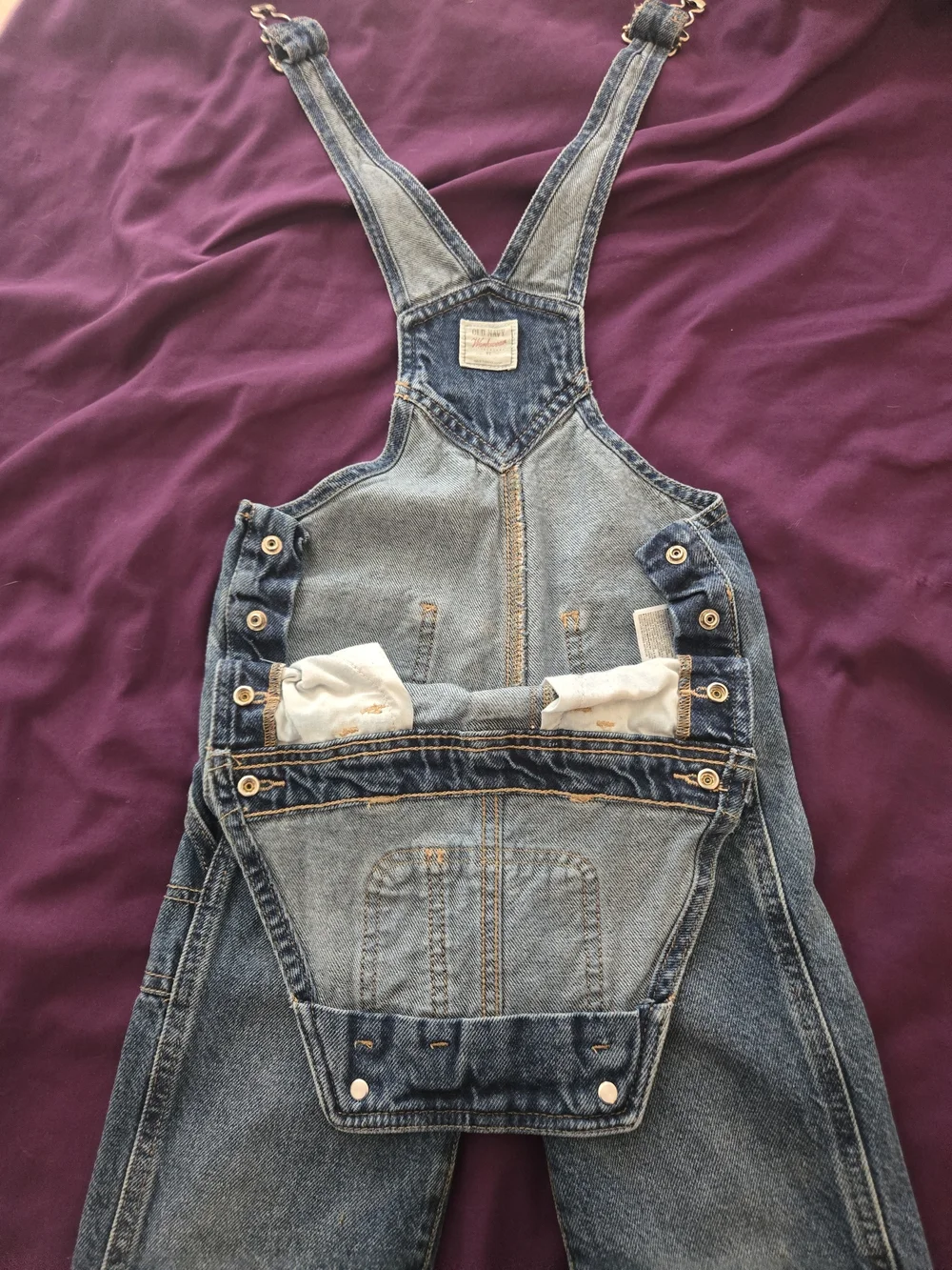 Old Navy Blue Denim Women's Overalls with Brass Hardware
